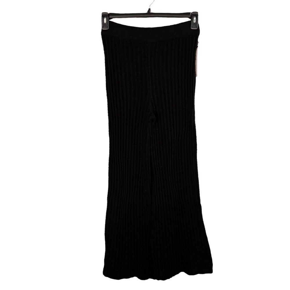 INC Jeannie Mai Small Flared Sweater Pants Ribbed Stretch Black New